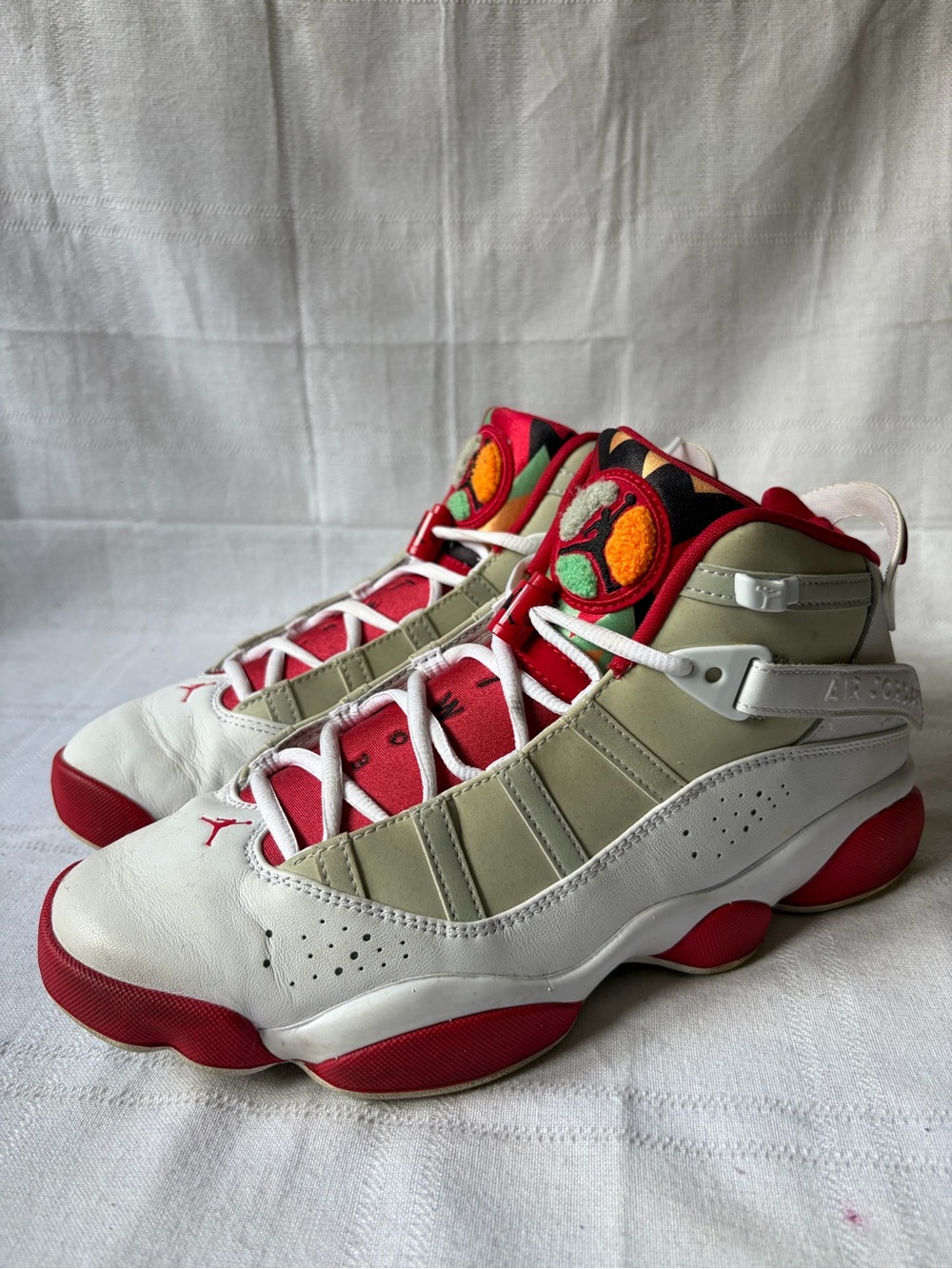 Air Jordan 6 Rings Hare White Red Sneakers Men's Size 9.5 DD5077-105